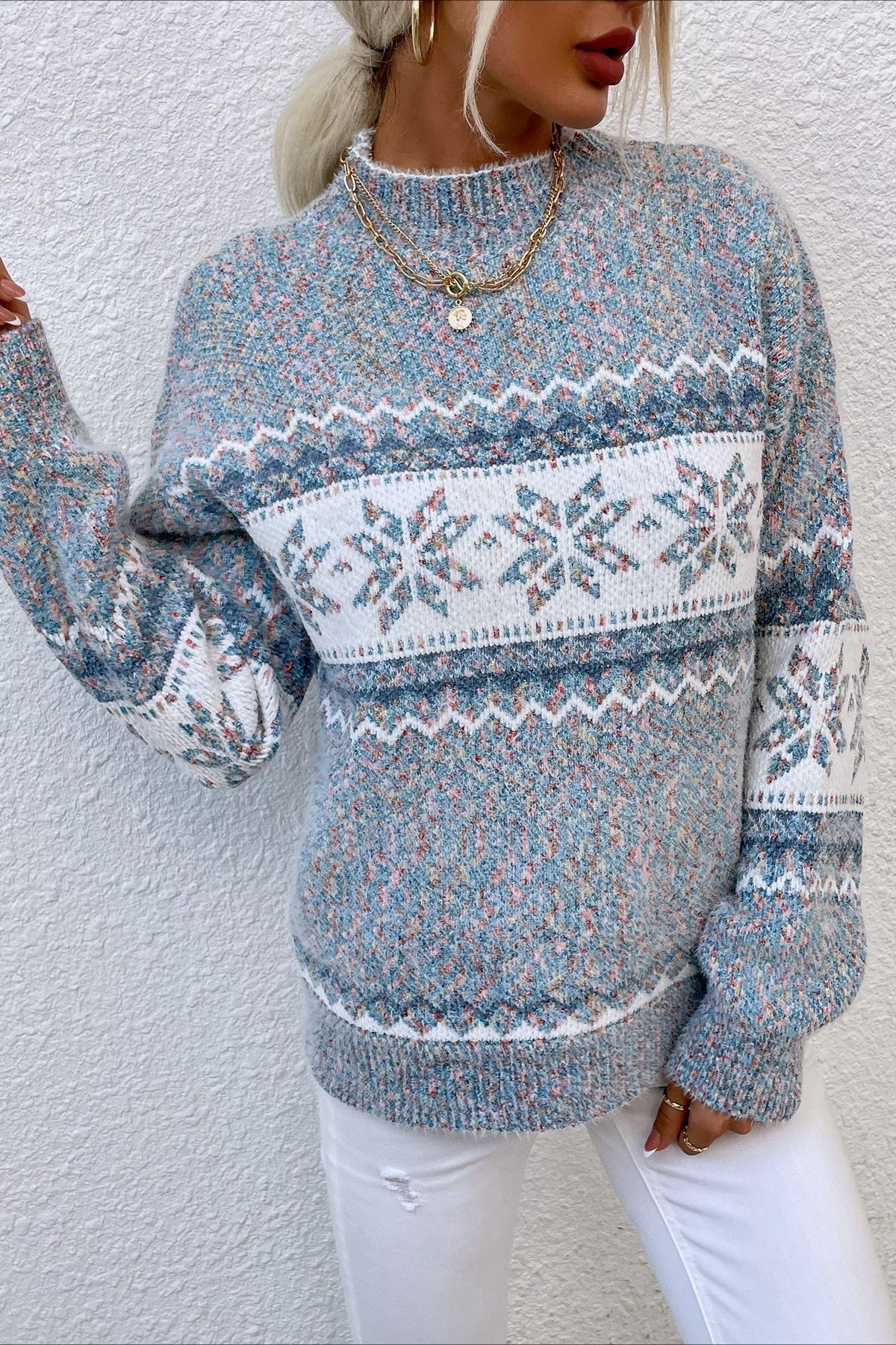 PrincessAce Snowflake Knit Pullover Sweater for Cozy Style
