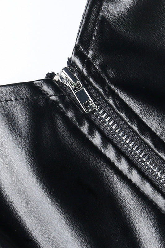 Bat Zip Front Gothic Crop Cami Corset