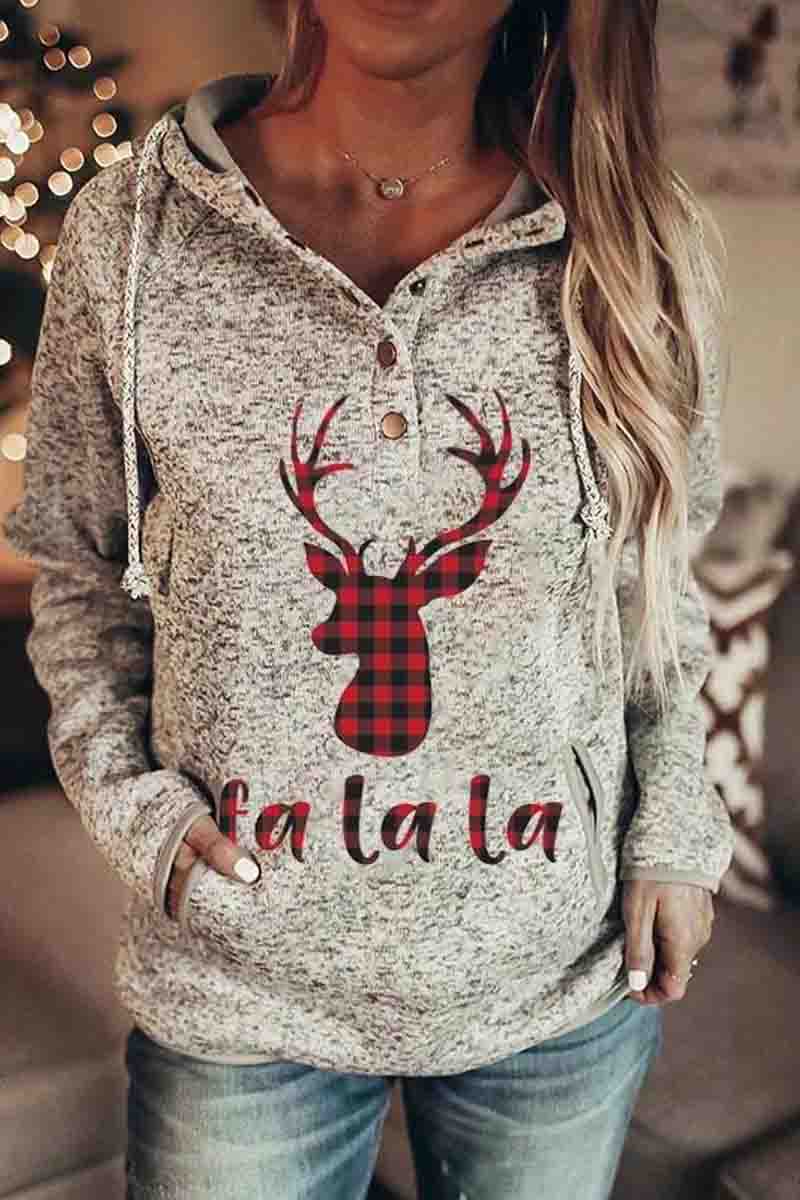 Women's Christmas Printed Long Sleeve Hoodie  Fashionpara