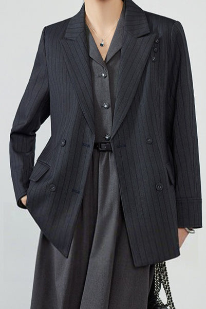 Elegant Striped Notch Blazer