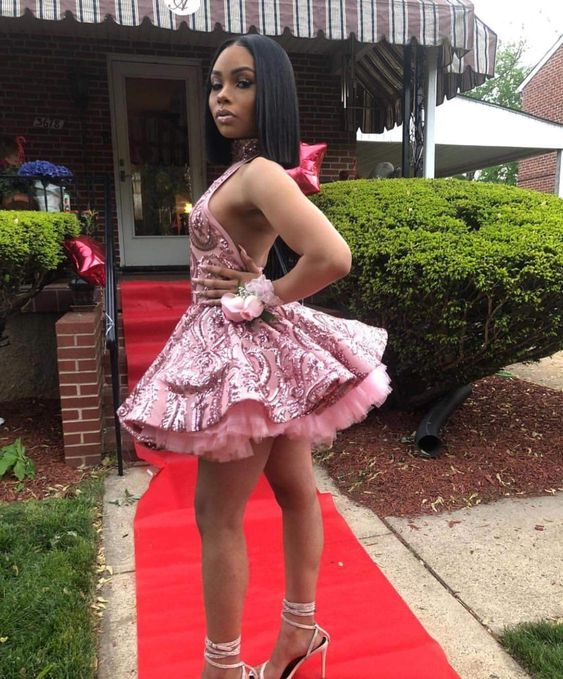 Cute 16th birthday outfit black girl homecoming dresses short hoco dress - Fashionpara