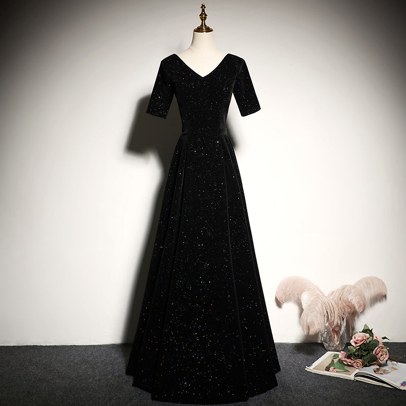 Black evening dress 2022 new dress long elegant prom dress - Fashionpara