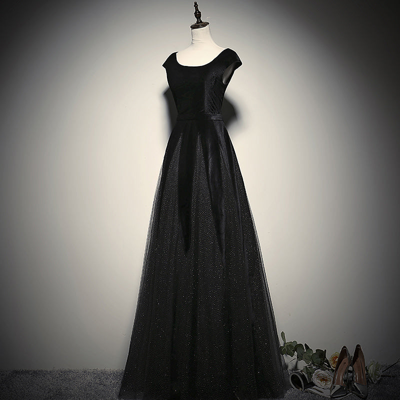 Black evening dress women's long new elegant party dress prom dress - Fashionpara