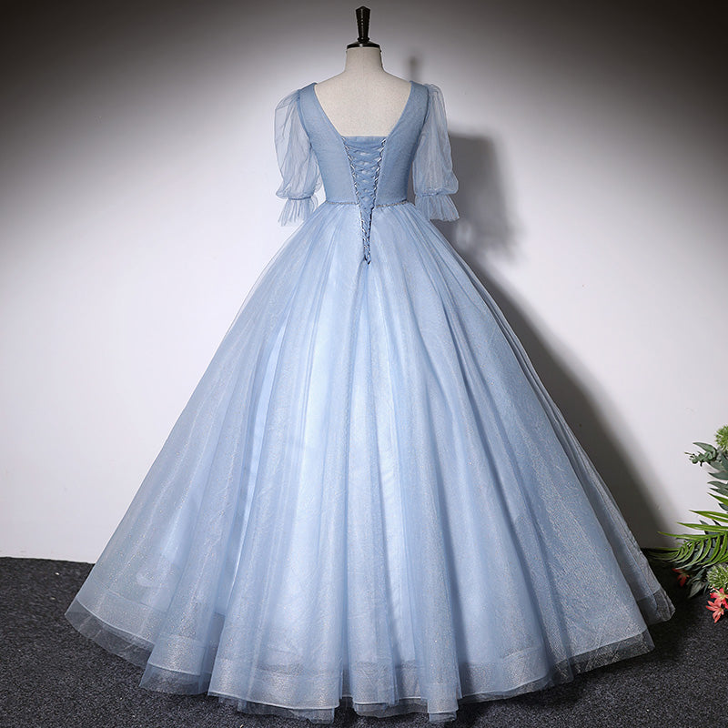 Blue evening dress new long ball gown tulle prom dress - Fashionpara