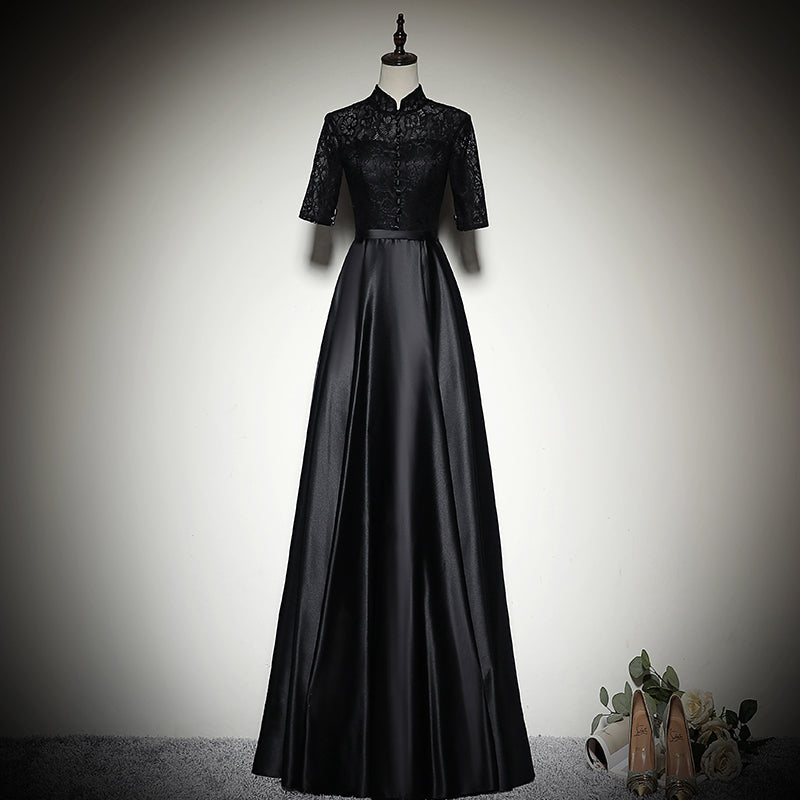 black evening dress prom dress - Fashionpara
