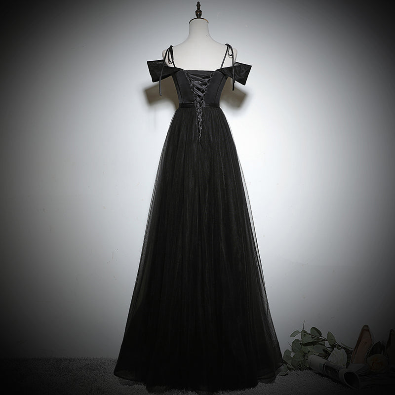 black evening dress bridesmaid dress prom dress - Fashionpara