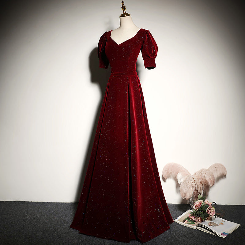 Red evening dress bridesmaid dress prom dress - Fashionpara