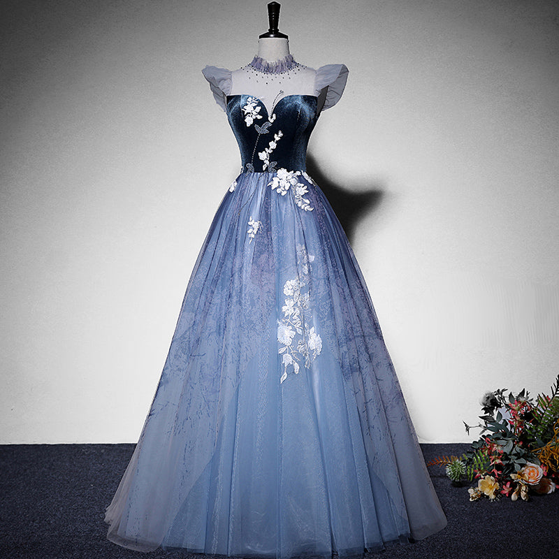 Long blue evening dress fashion party gowns bridesmaid dress prom dress - Fashionpara