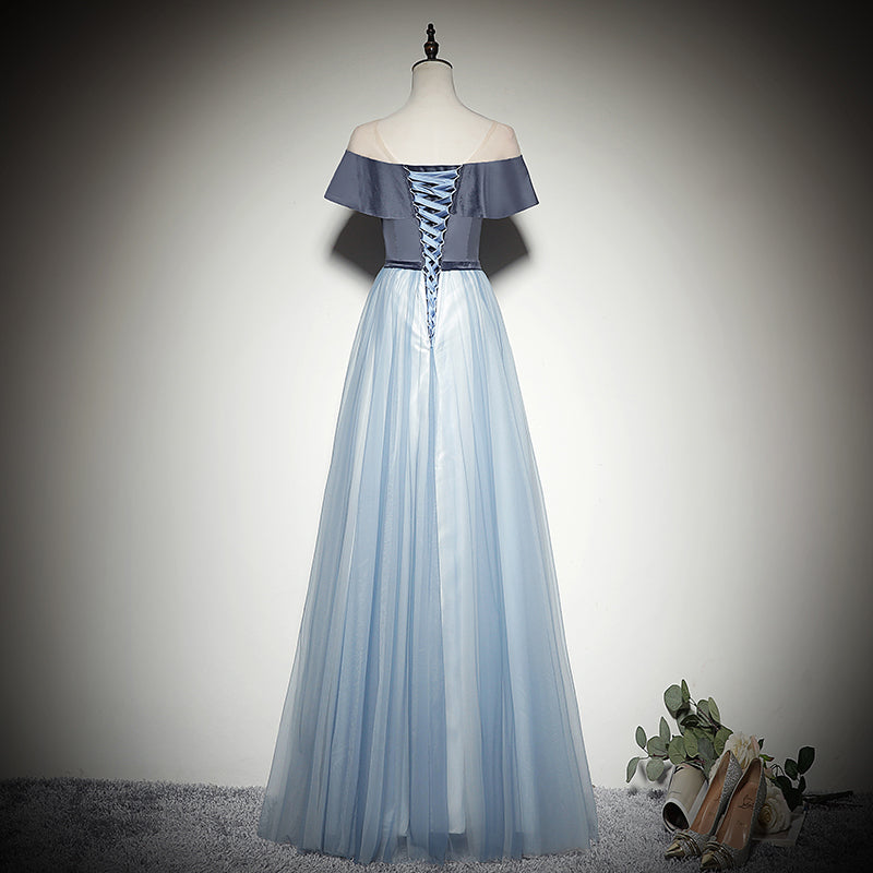 Simple and generous dress new style blue bridesmaid dress evening dress prom dress - Fashionpara