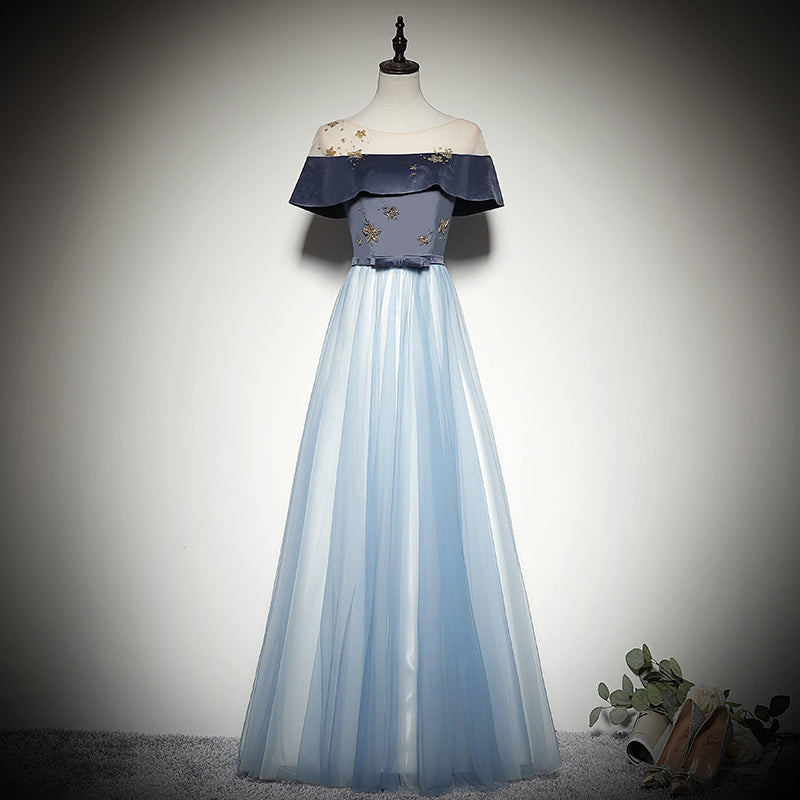 Simple and generous dress new style blue bridesmaid dress evening dress prom dress - Fashionpara
