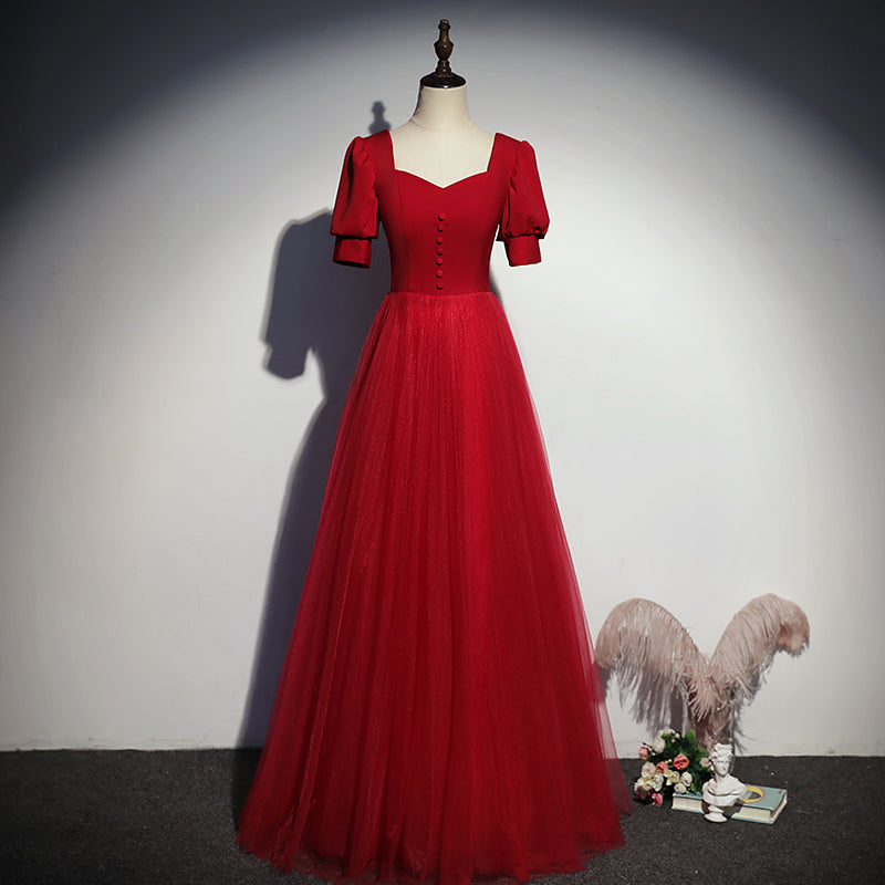 A-line red evening dress new long prom dress - Fashionpara