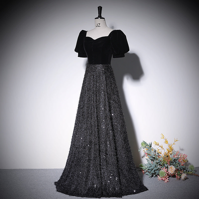 A line black evening dress new prom dress party gowns - Fashionpara