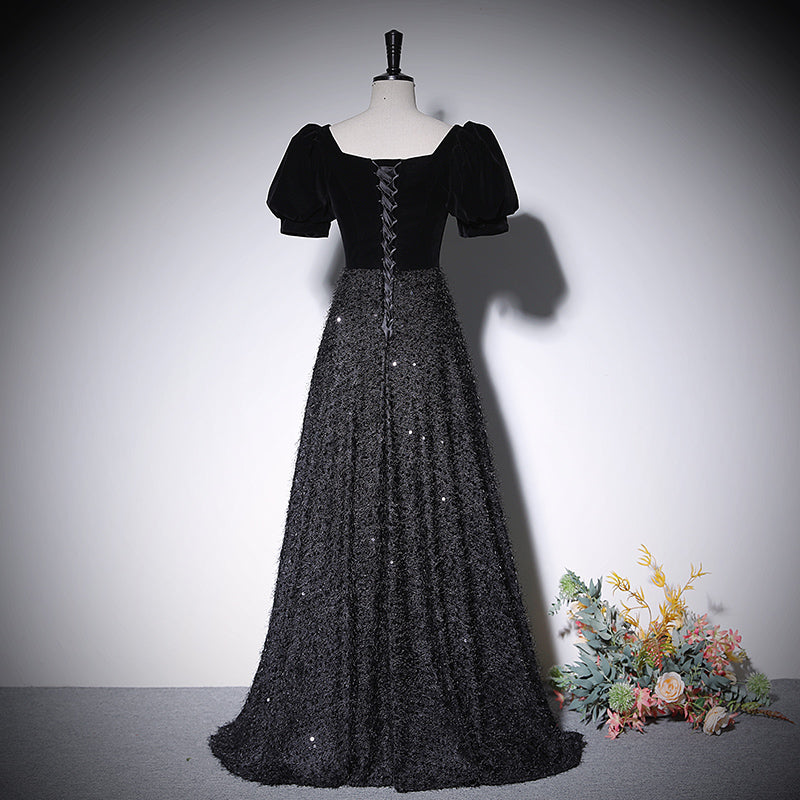 A line black evening dress new prom dress party gowns - Fashionpara