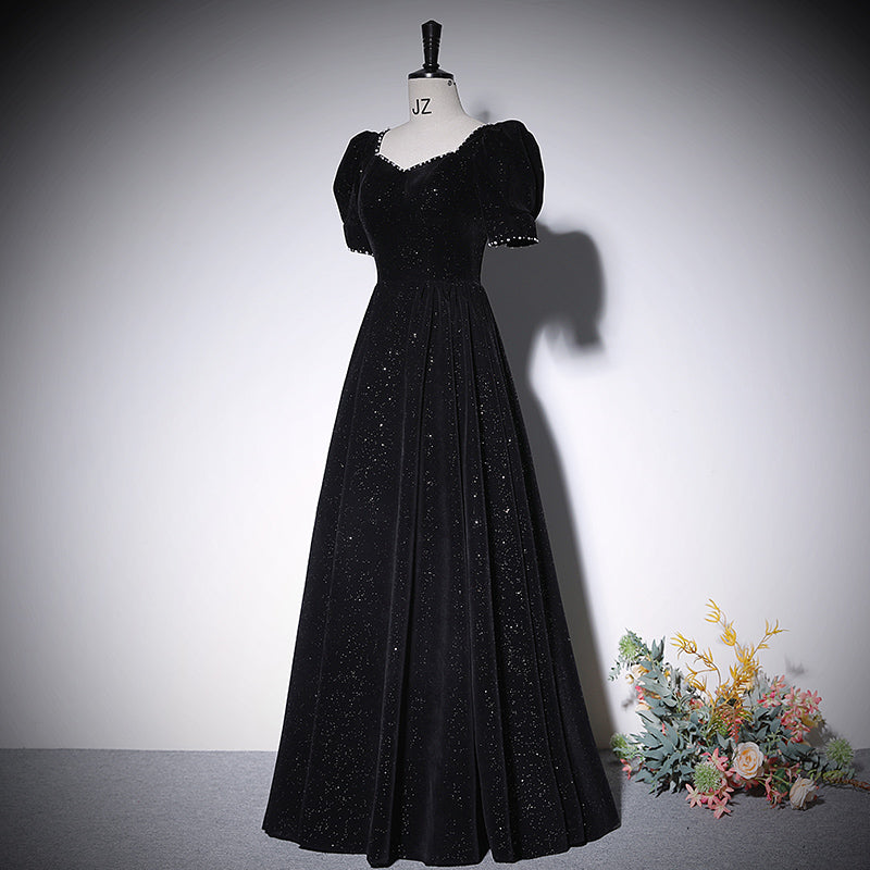 A line black evening dress new prom dress party gowns - Fashionpara
