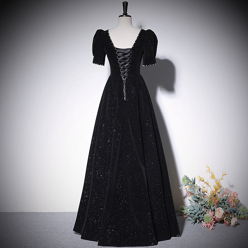 A line black evening dress new prom dress party gowns - Fashionpara