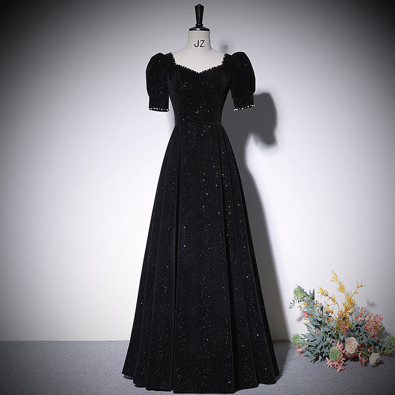 A line black evening dress new prom dress party gowns - Fashionpara