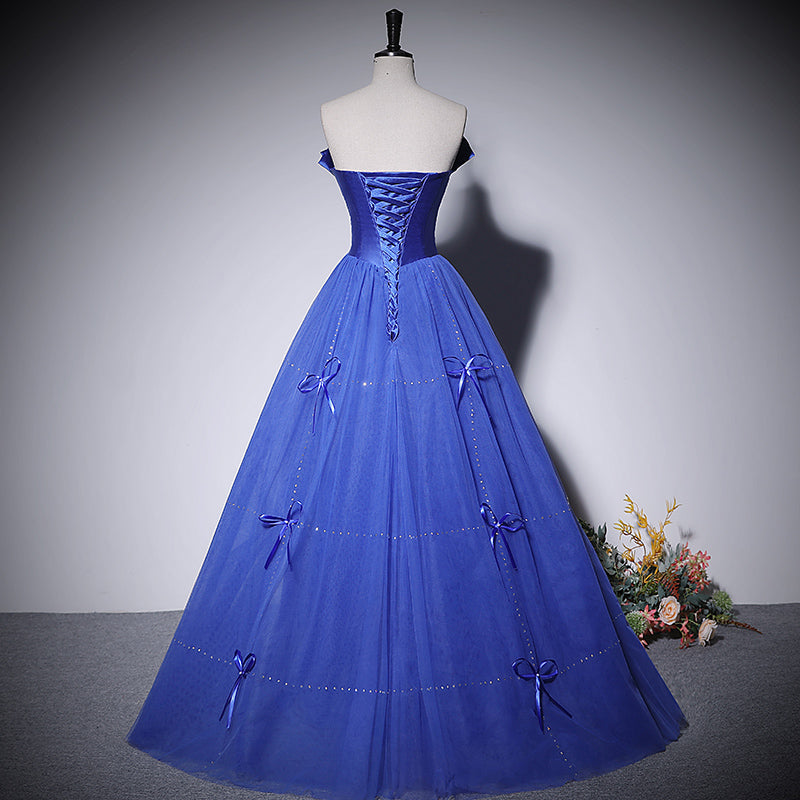 Blue a line evening dress new prom dress party gowns - Fashionpara