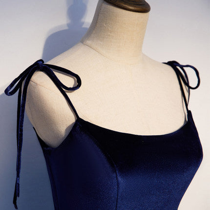 Simple A line Prom Dresses Navy Blue Tulle Evening Dress Bridesmaid dress - Fashionpara