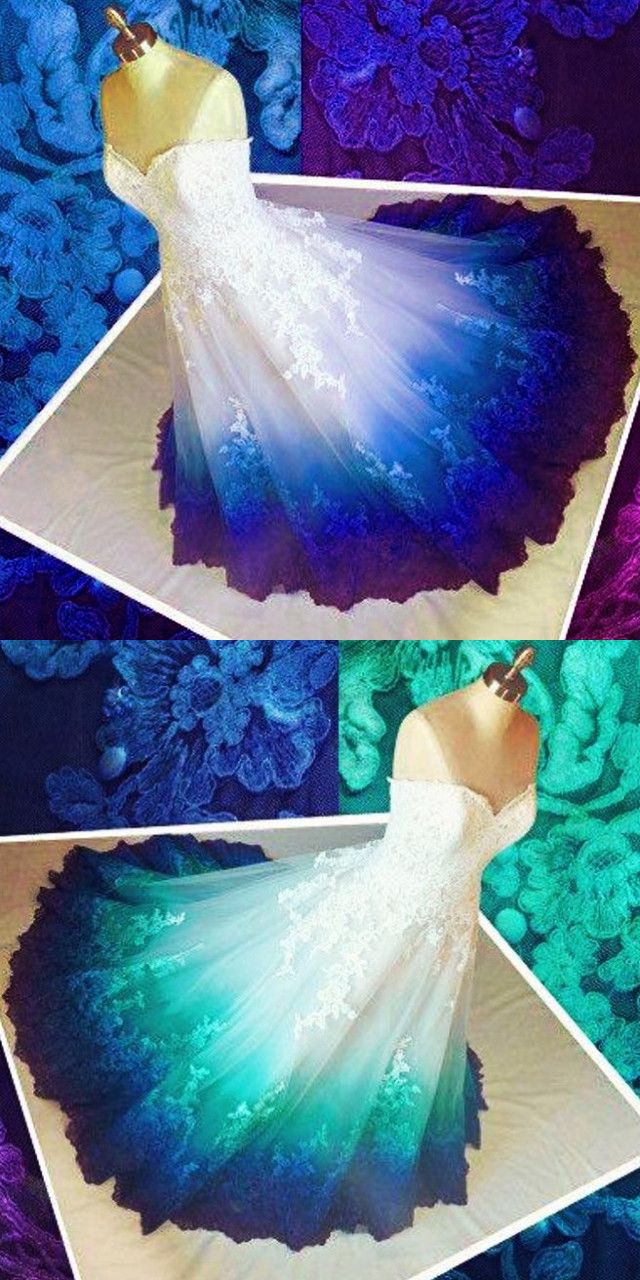 Colorful Ombré Wedding Dress Ball Gown