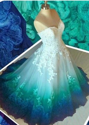 Colorful Ombré Wedding Dress Ball Gown