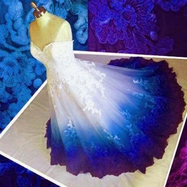 Colorful Ombré Wedding Dress Ball Gown