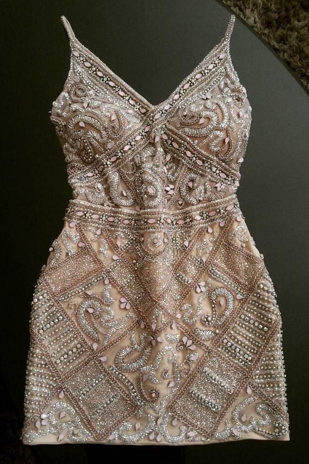 Shinning Crystal Beaded Sheath Short Homecoming Dress - Fashionpara