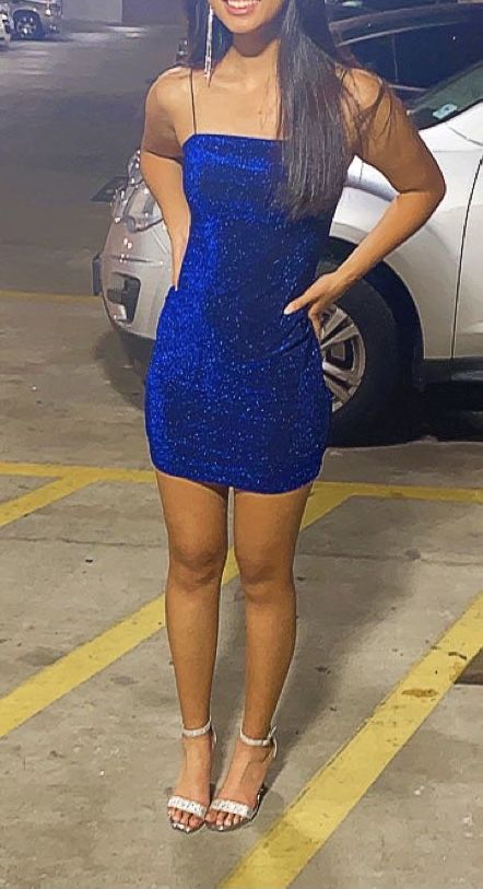 Cute Hoco Dresses Party Dresses Royal blue Sequin Homecoming Dresses - Fashionpara