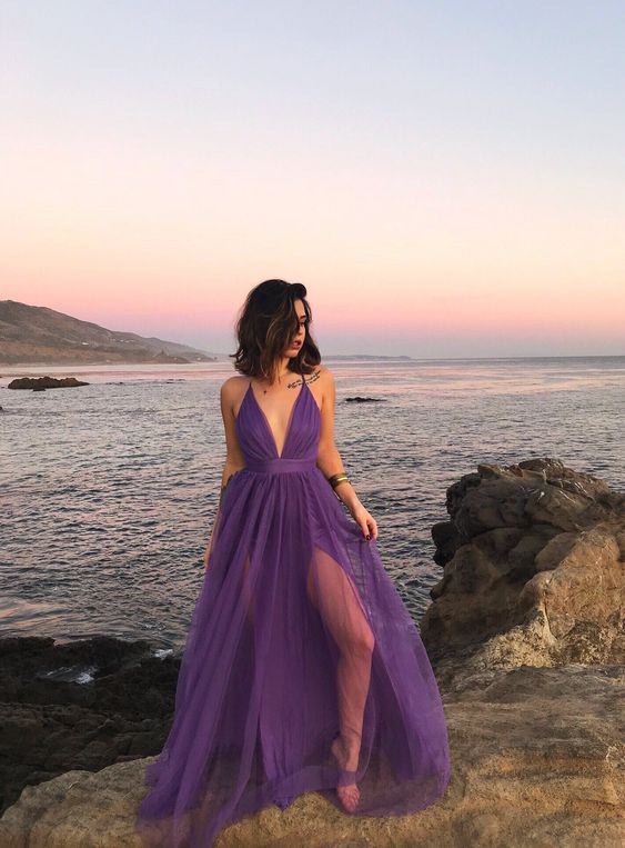 Purple prom dresses for women party sexy evening dresses Prom Dress - Fashionpara