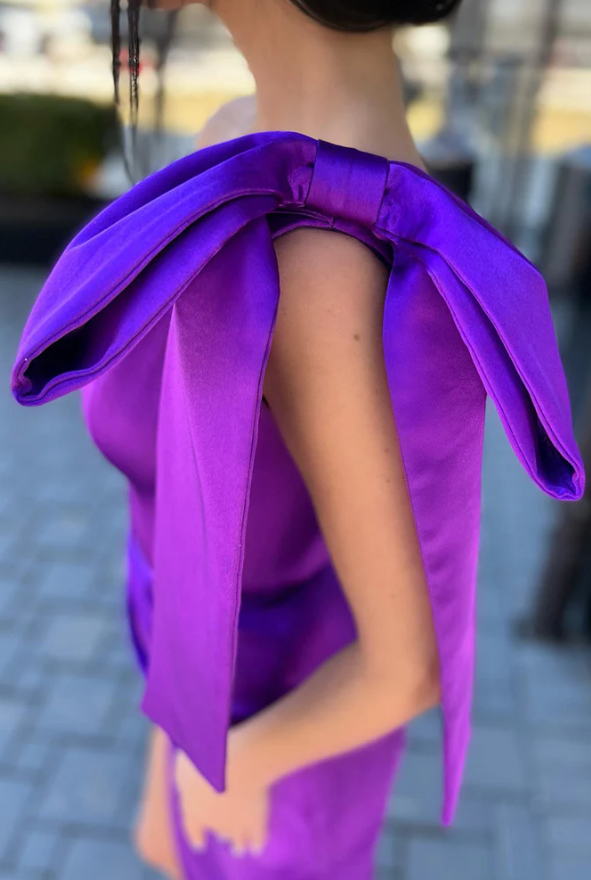 UNIQUE ONE SHOULDER PLEAST PURPLE PROM DRESS - Fashionpara