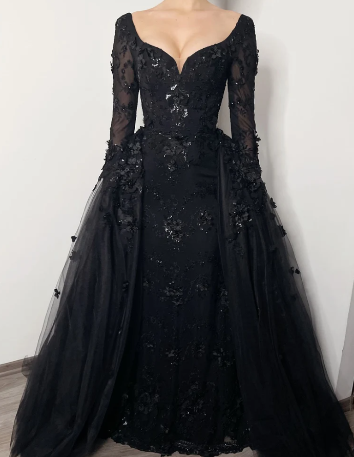 elegant 3D floral beaded wedding dress - Fashionpara