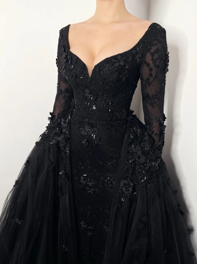 elegant 3D floral beaded wedding dress - Fashionpara