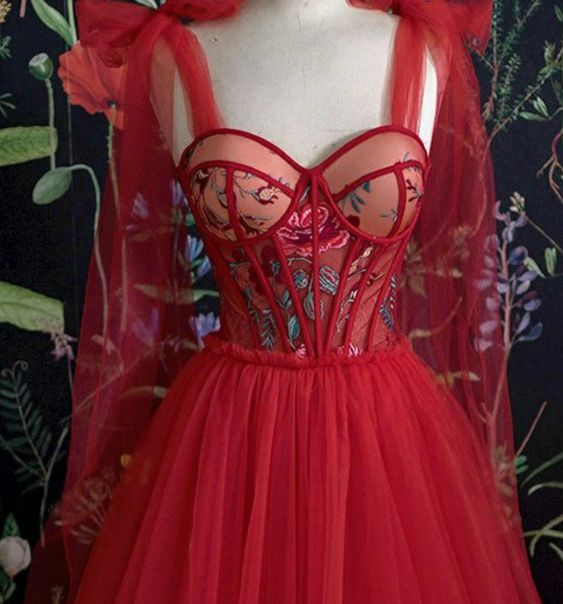 Gorgeous red Long evening dress Prom Dresses - Fashionpara