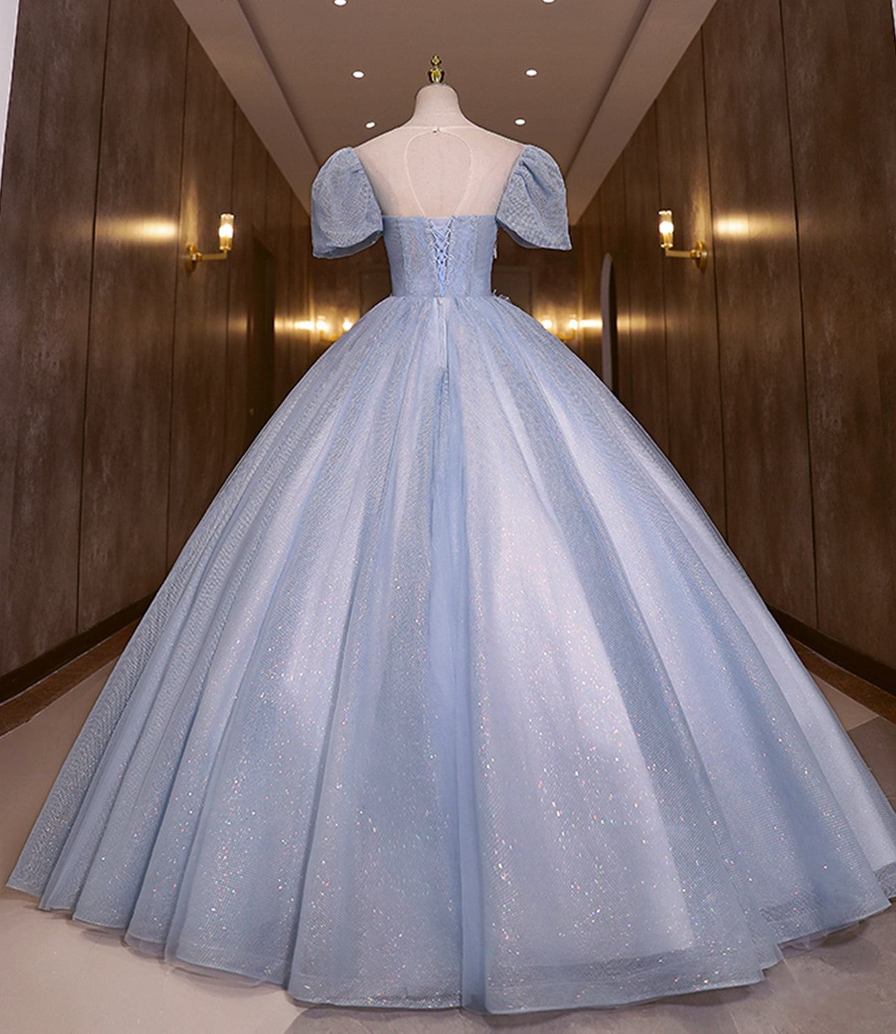 BLUE TULLE LACE LONG BALL GOWN DRESS FORMAL GOWN - Fashionpara