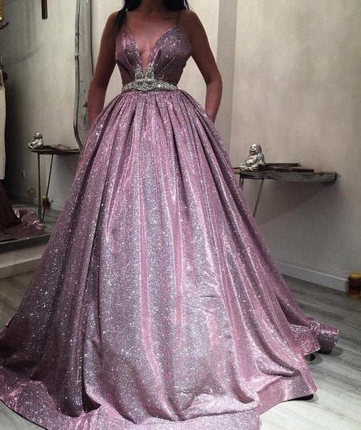 Long a line sparkly Princess prom dresses - Fashionpara