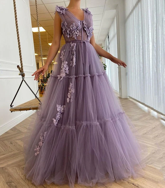 Sexy Prom Dress,Elegant Prom Dress,A-Line Prom Dress,Long Purple Prom Dress - Fashionpara