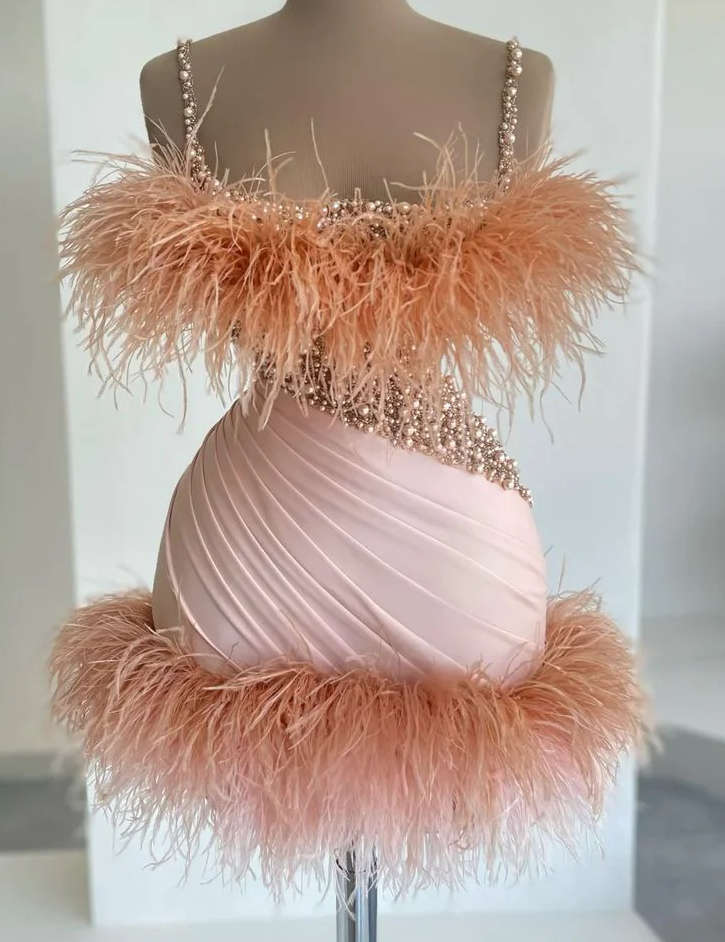 16th birthday outfit Feathers hoco dress homecoming dresses - Fashionpara