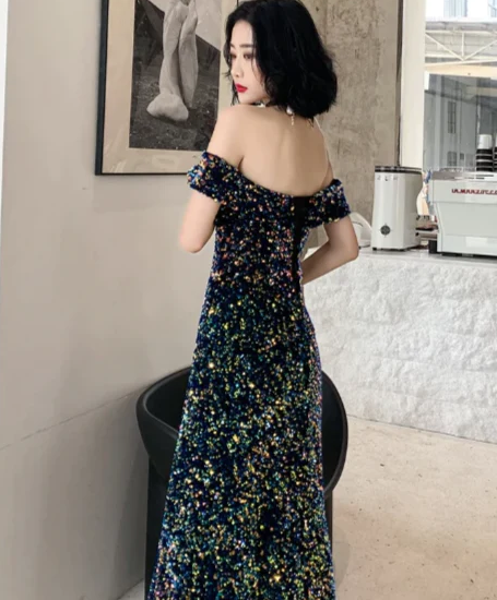 OFF-THE-SHOULDER SEQUIN KOREAN PROM GOWN - Fashionpara