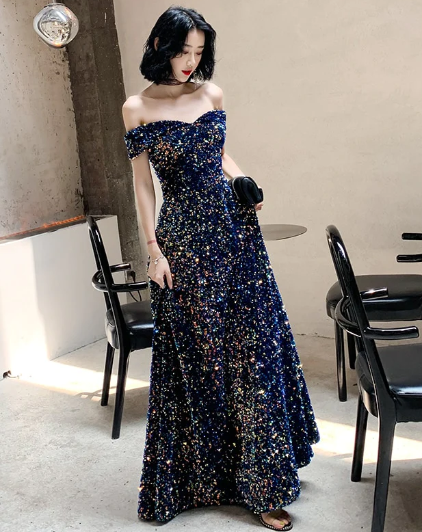 OFF-THE-SHOULDER SEQUIN KOREAN PROM GOWN - Fashionpara