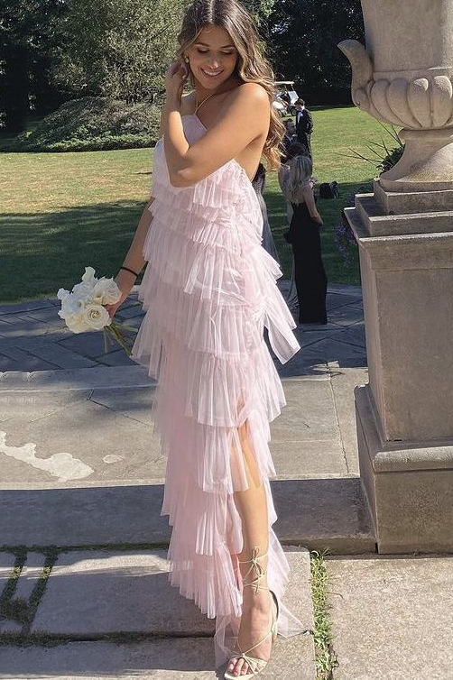 Unique Halter Layered Tulle Prom Dresses, New Long Bridesmaid Dresses - Fashionpara