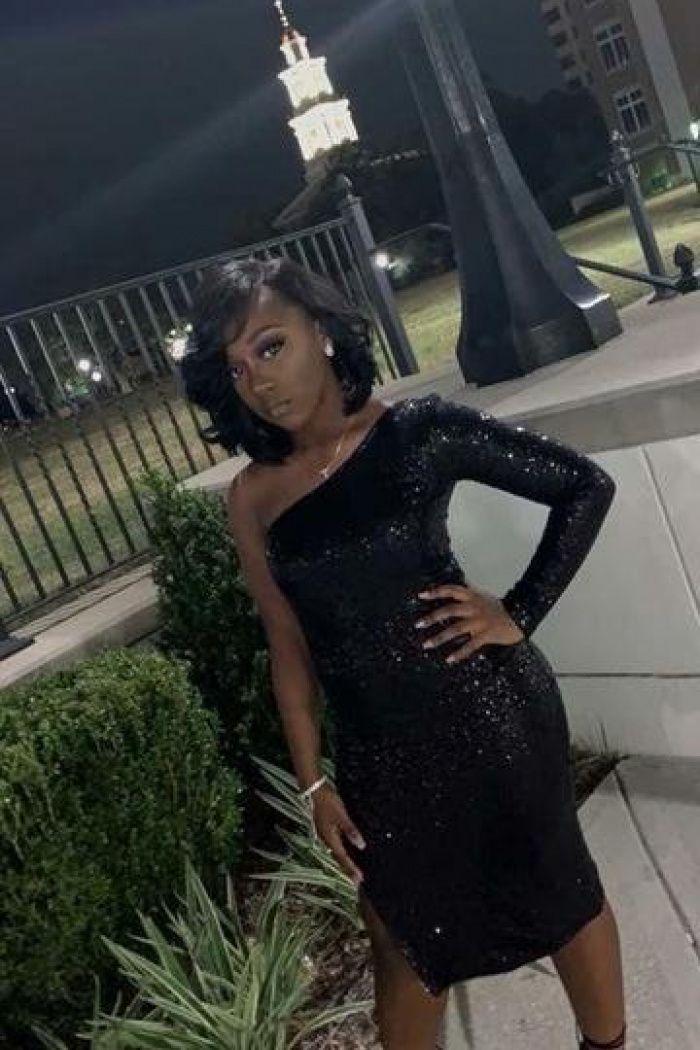 One Shoulder Black Short Length Homecoming Dress - Fashionpara