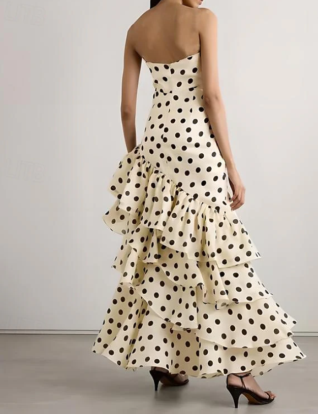 Strapless Polka Dots Dress Fashion Prom Evening Dresses For Women - Fashionpara