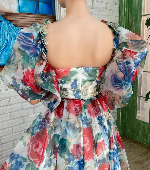 Rose Mini Dress Unique short Homecoming Dress - Fashionpara