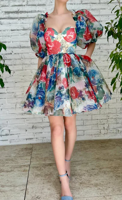 Rose Mini Dress Unique short Homecoming Dress - Fashionpara