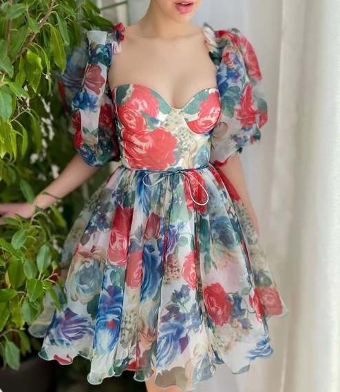 Rose Mini Dress Unique short Homecoming Dress - Fashionpara