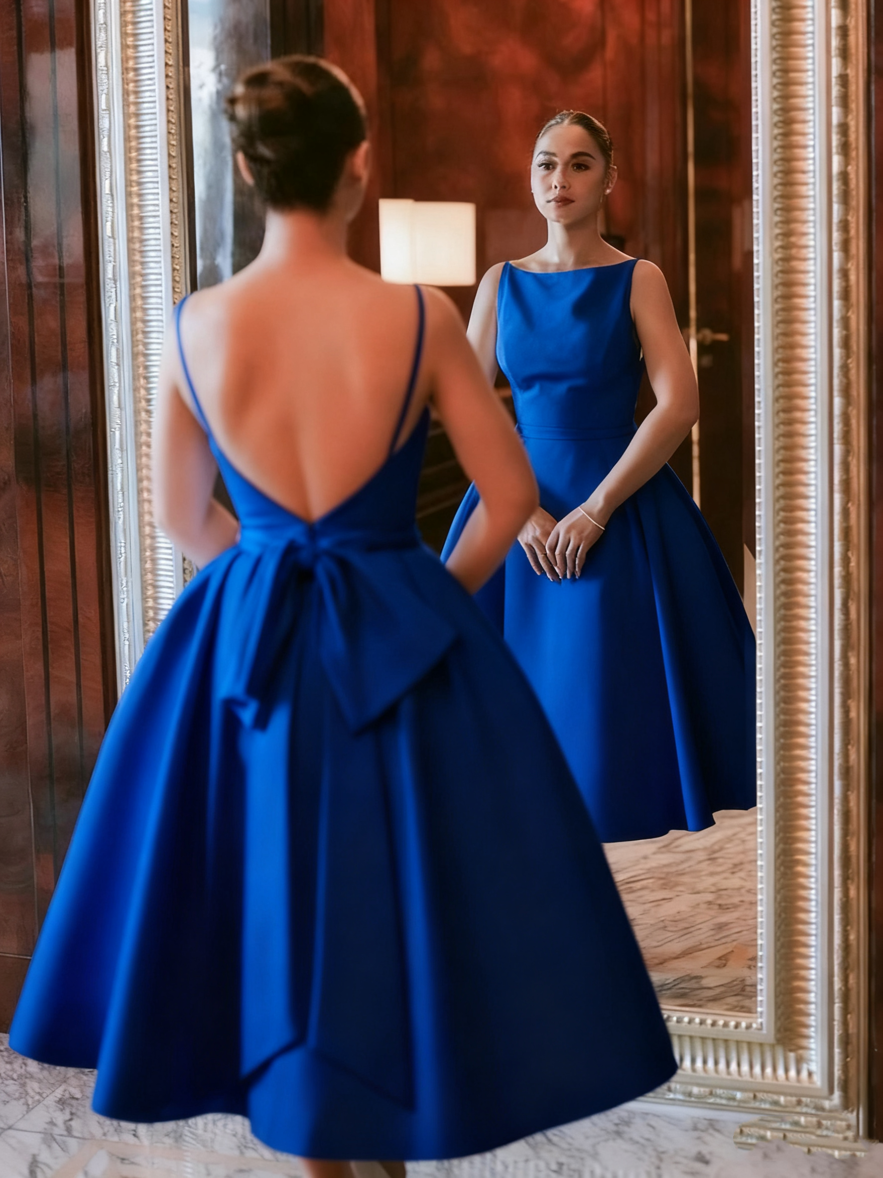 Simple White Backless Wedding Dress Evening Party Dress