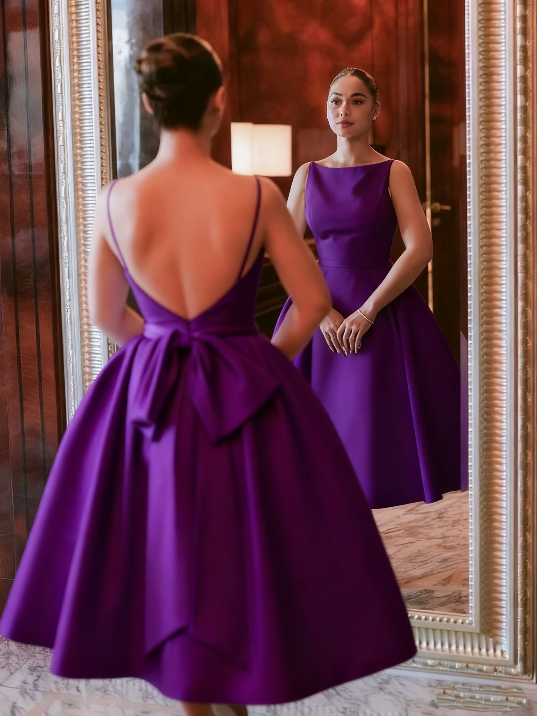 Simple White Backless Wedding Dress Evening Party Dress