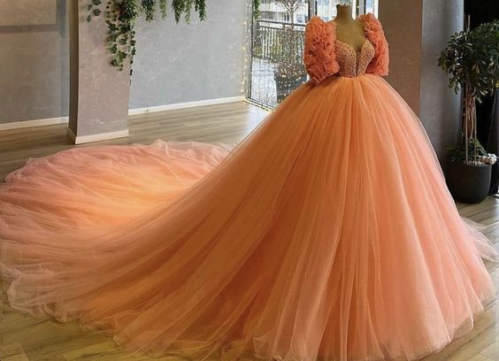 Ball gown long prom dress A line evening dress - Fashionpara