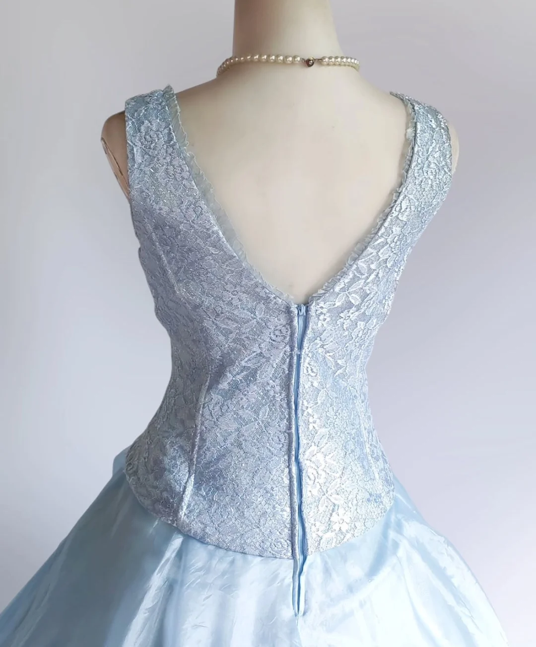 Light Blue Tulle Lace Long Prom Dresses Evening Party Dress - Fashionpara