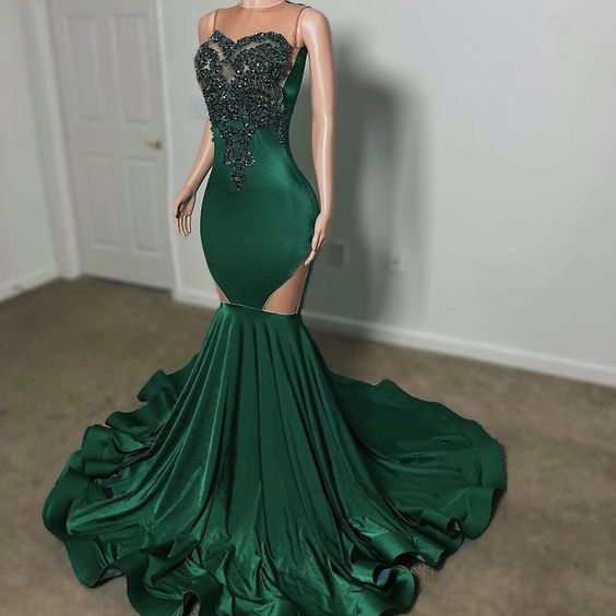 Mermaid prom dresses, green prom dresses, mermaid evening dresses - Fashionpara