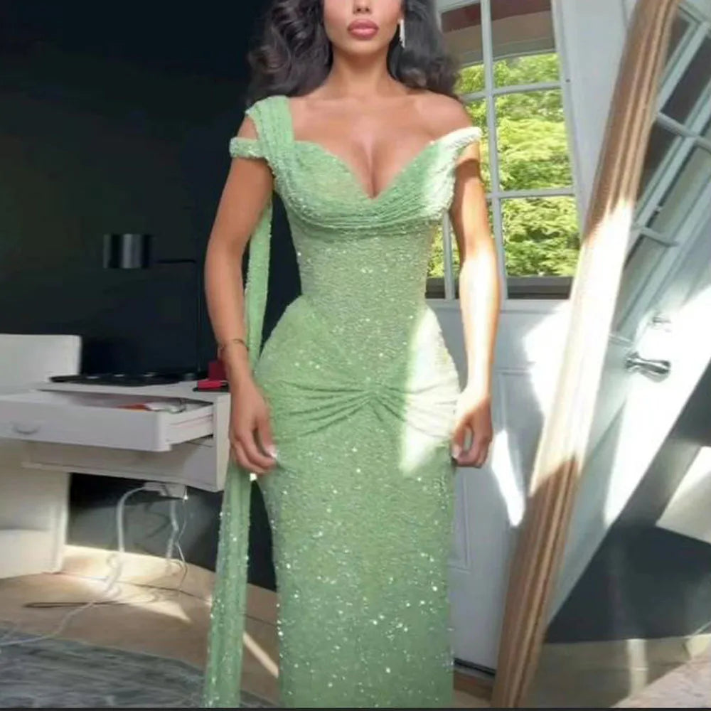 Green Elegant Long Party Dress Prom Dress New Arrive Mermaid Evening Dress - Fashionpara